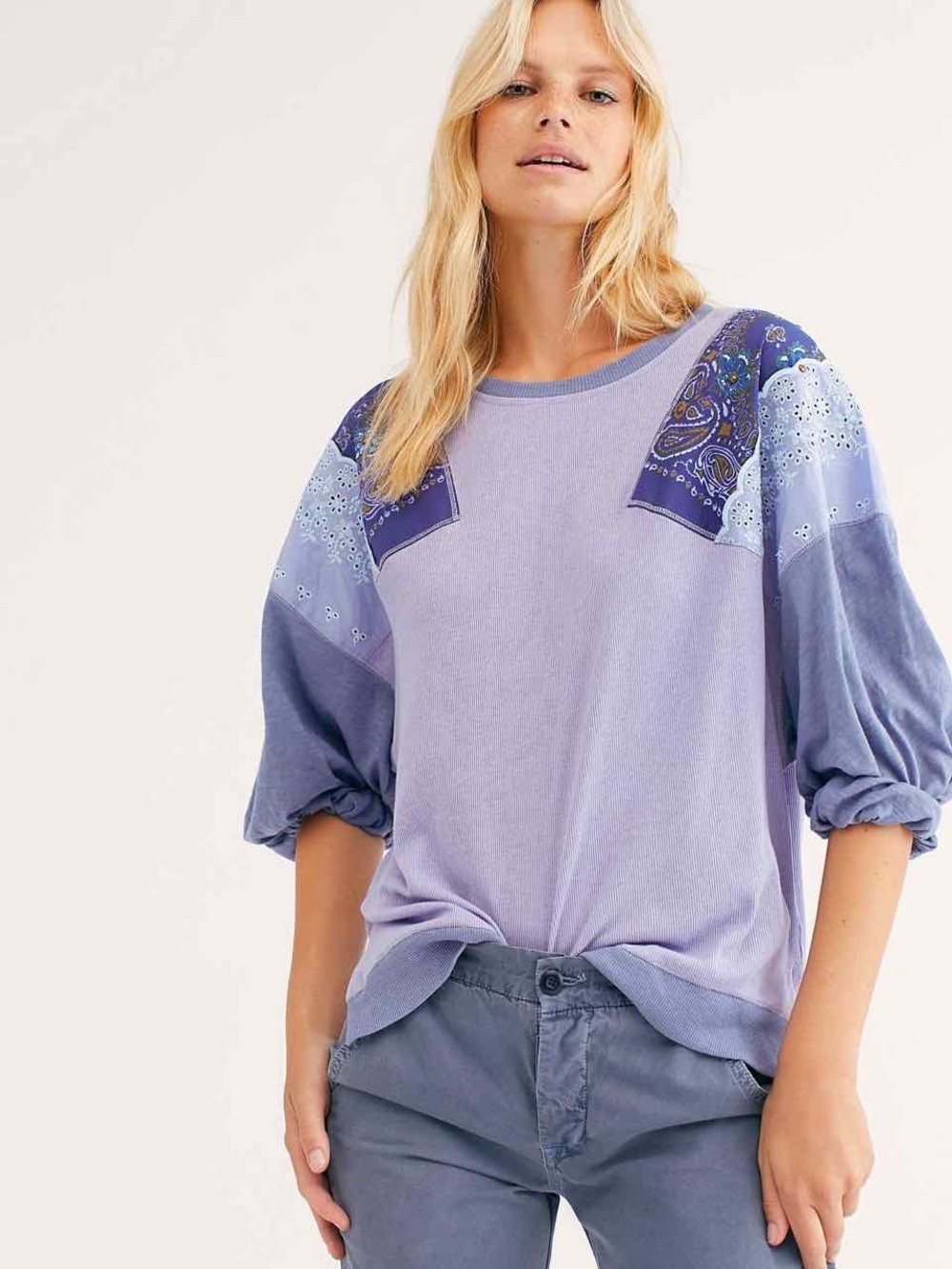 Free People "We The Free" Feelin' It Long Sleeve Top Boho Purple Medium‎